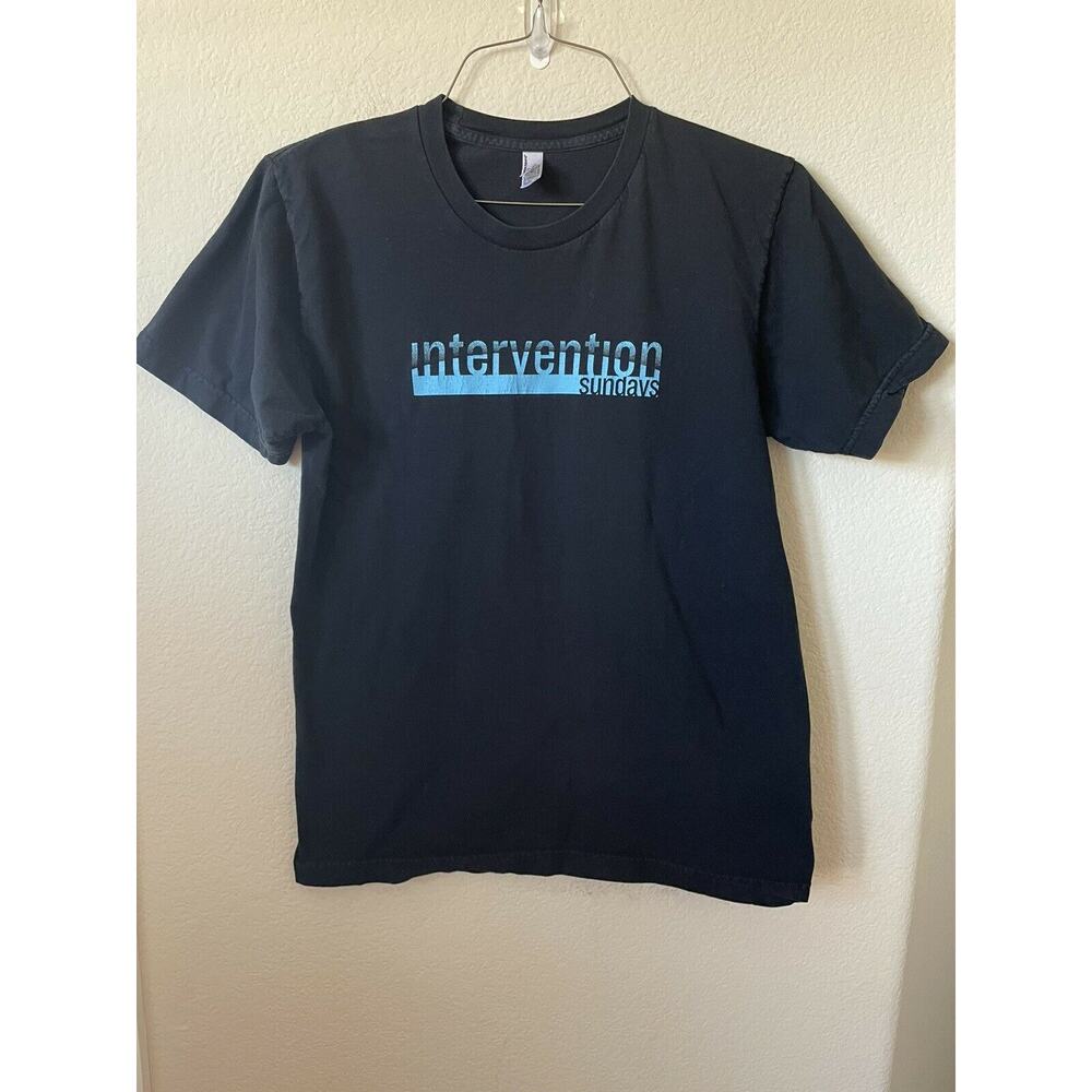 American Apparel Black Intervention Sundays Short Sleeve Men’s T Shirt Size M